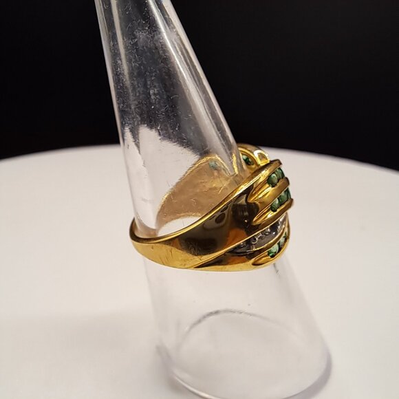 Emerald Diamond 10K Gold Ring Size 6.5 Christmas Special - Picture 5 of 13